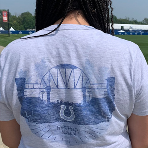 Mia Sears wearing Colts Merchandise