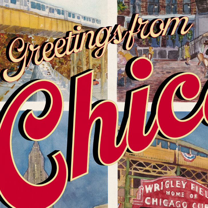 Close up of Chicago Postcard